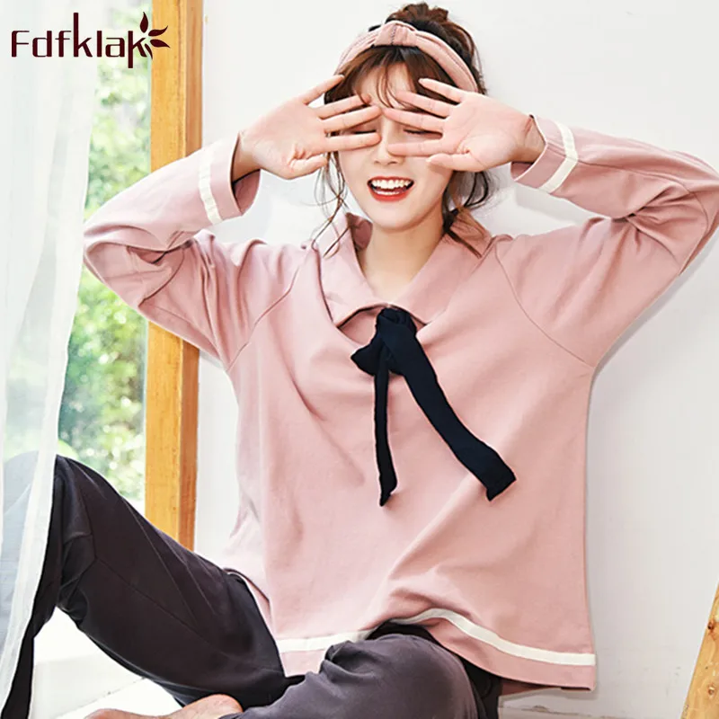 

Fdfklak Korean autumn winter pajamas set long sleeve cotton pyjamas women sweet student's sleepwear pyjama pijama mujer