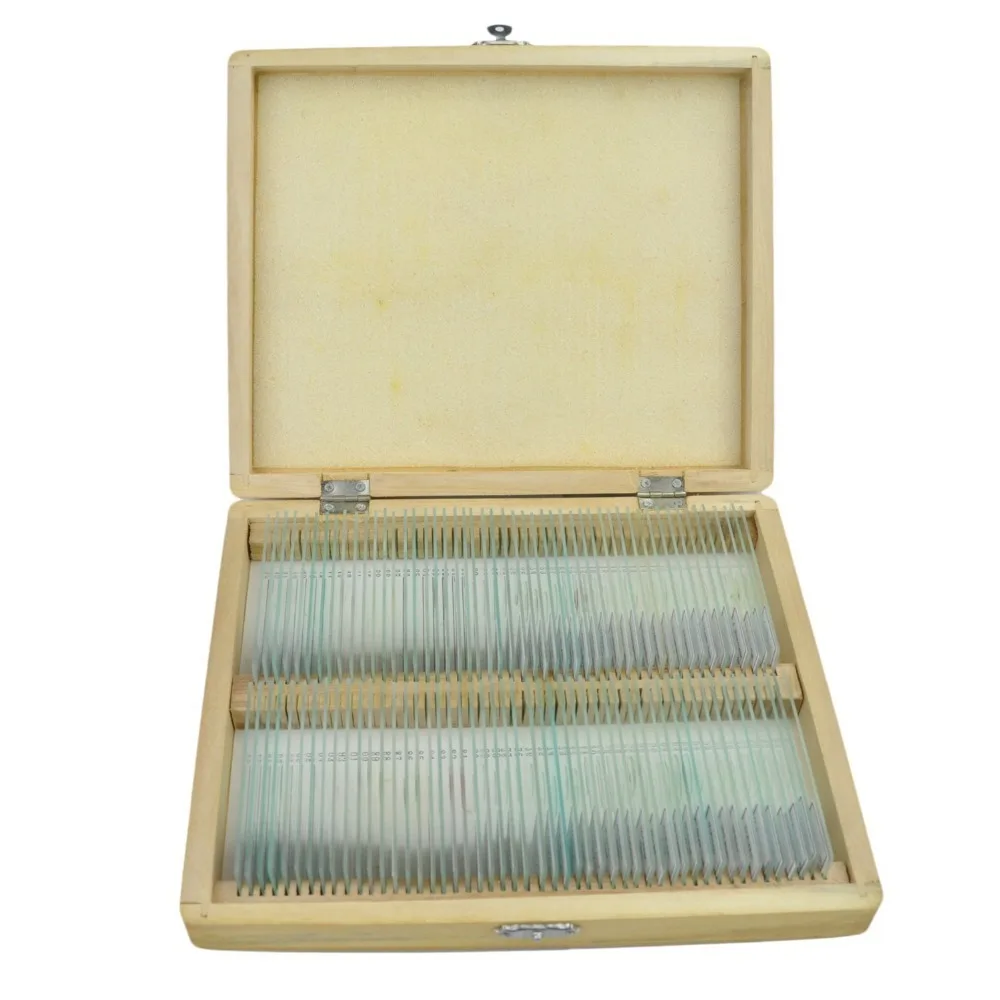 100pcs Prepared Slides Set- Plastic Box Casing-Microscope Biological Prepared Slides High Quality Specimens telescope