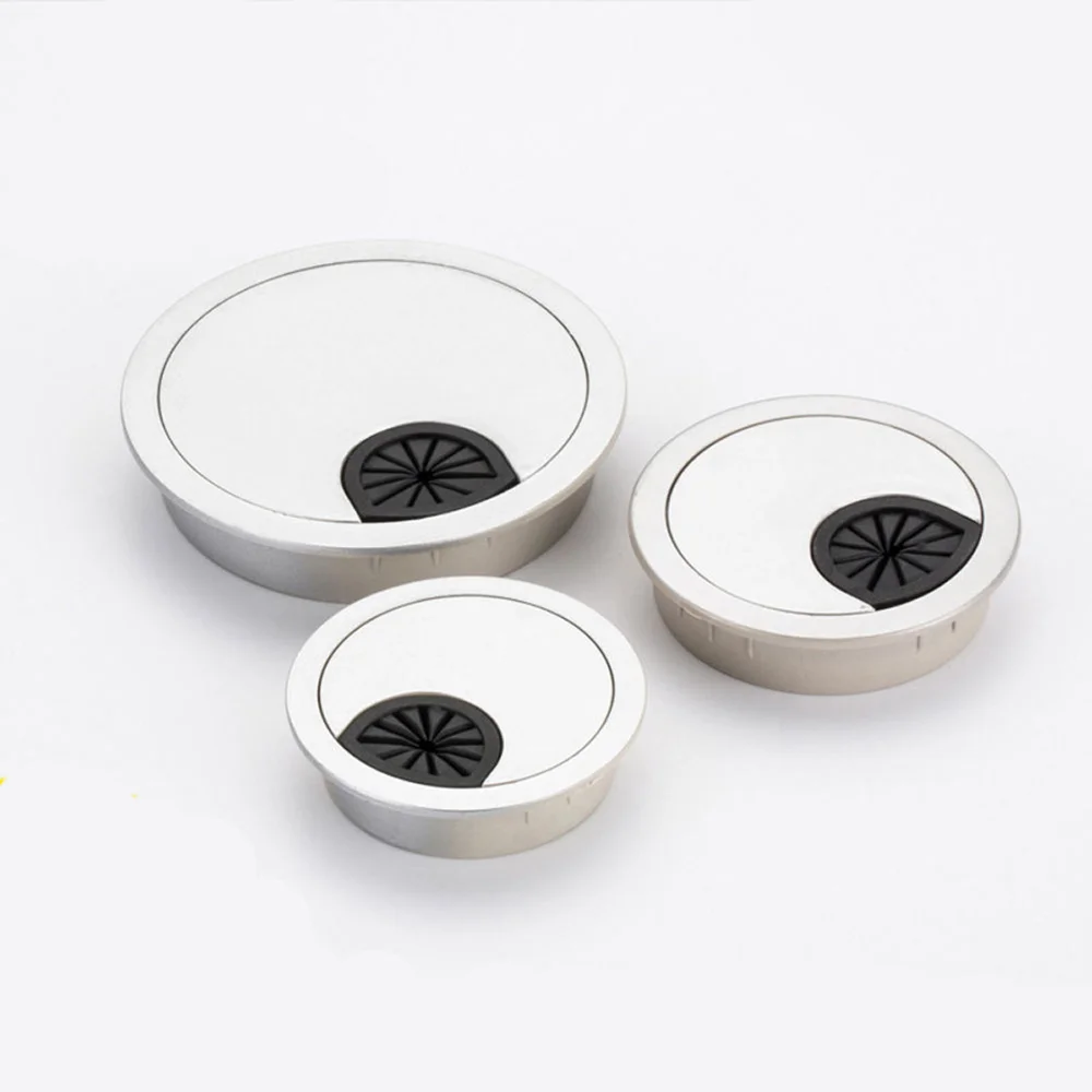 

1pc 80mm Round Computer PC Table Cable Wire Outlet Silver Desk Grommet Cable Hole Cover Line Holder Surface Wire Hole Cover