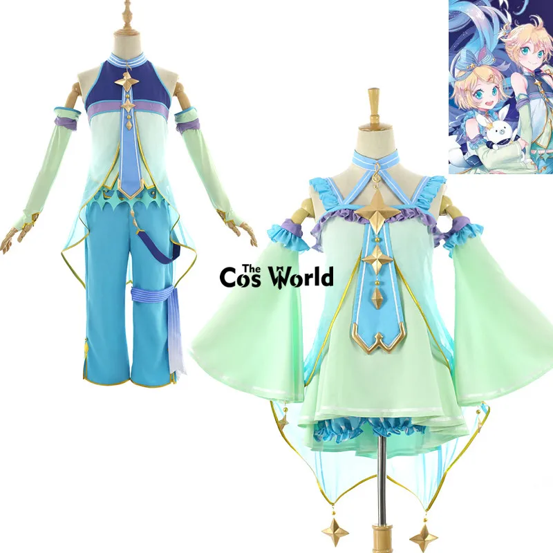 2017 Snow Vocaloid Kagamine Rin Len Tops Pants Uniform Outfit Anime 