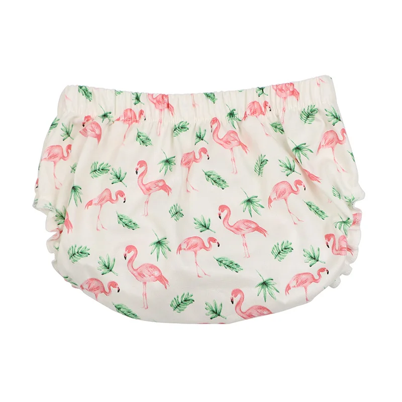 New Baby Girls White Flamingo Frilly Knickers Bloomers Toddler Floral Cotton Shorts Summer Soft Sun Clothing (8)