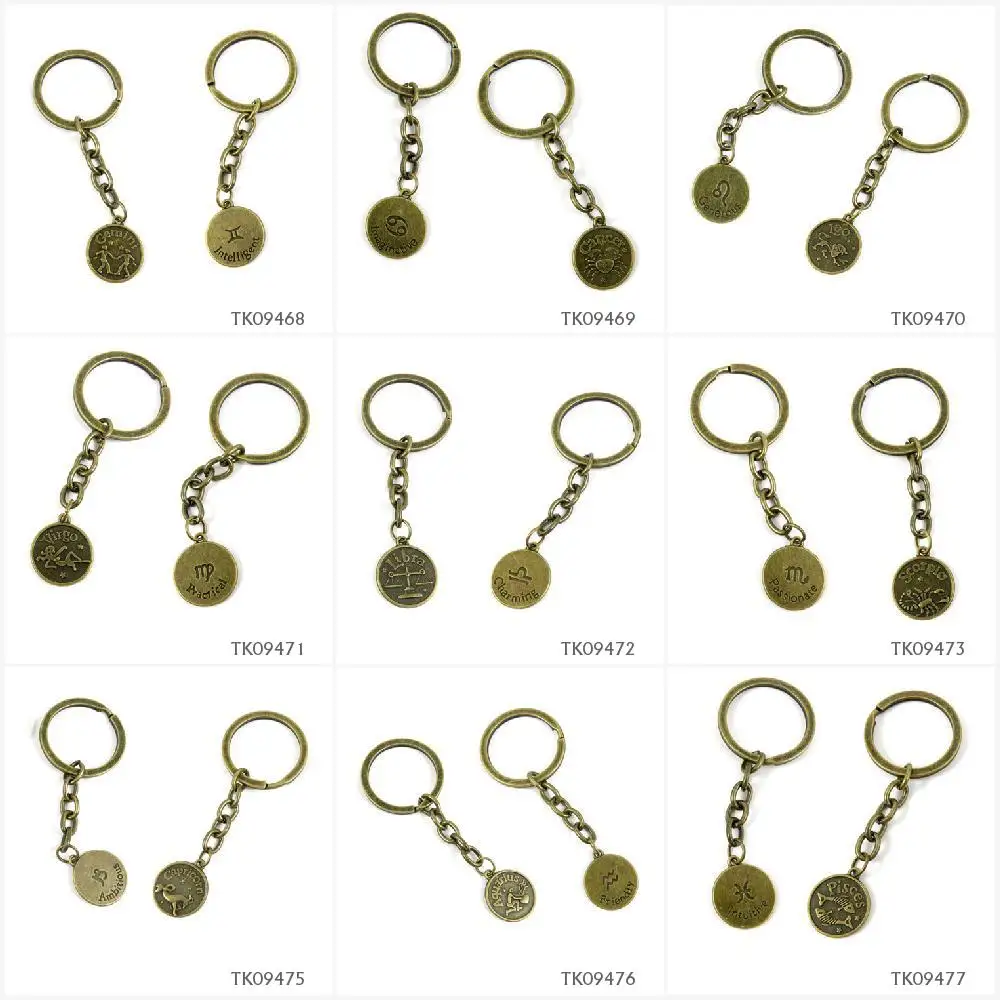 

Metal Antique Bronze Keychain Keyring Keytag Key Chain Ring Gemini Tag Cancer Leo Signs Virgo Libra Scorpio Capricorn Aquarius