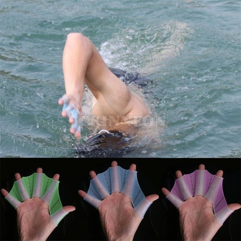 

DHL 200 pairs Soft Silicone Swimming Fins Flippers Frog Hand Swim Web Webbed Glove Multi Size Training Paddle Dive Useful