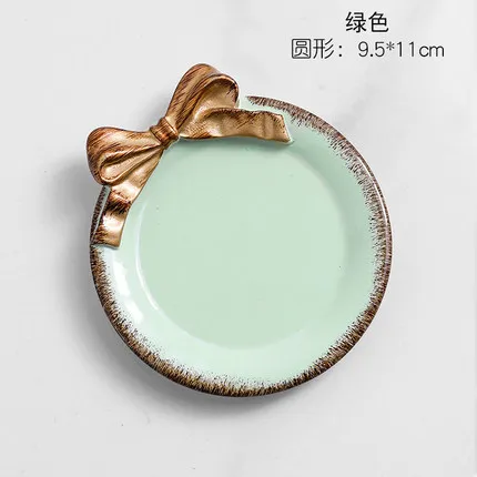 Десертные рождественские тарелки, популярная обеденная тарелка, дизайн на продажу, сервировочное блюдо, китайские тарелки, безделушка, блюдо, кухонная тарелка - Цвет: 9.5x11cm green