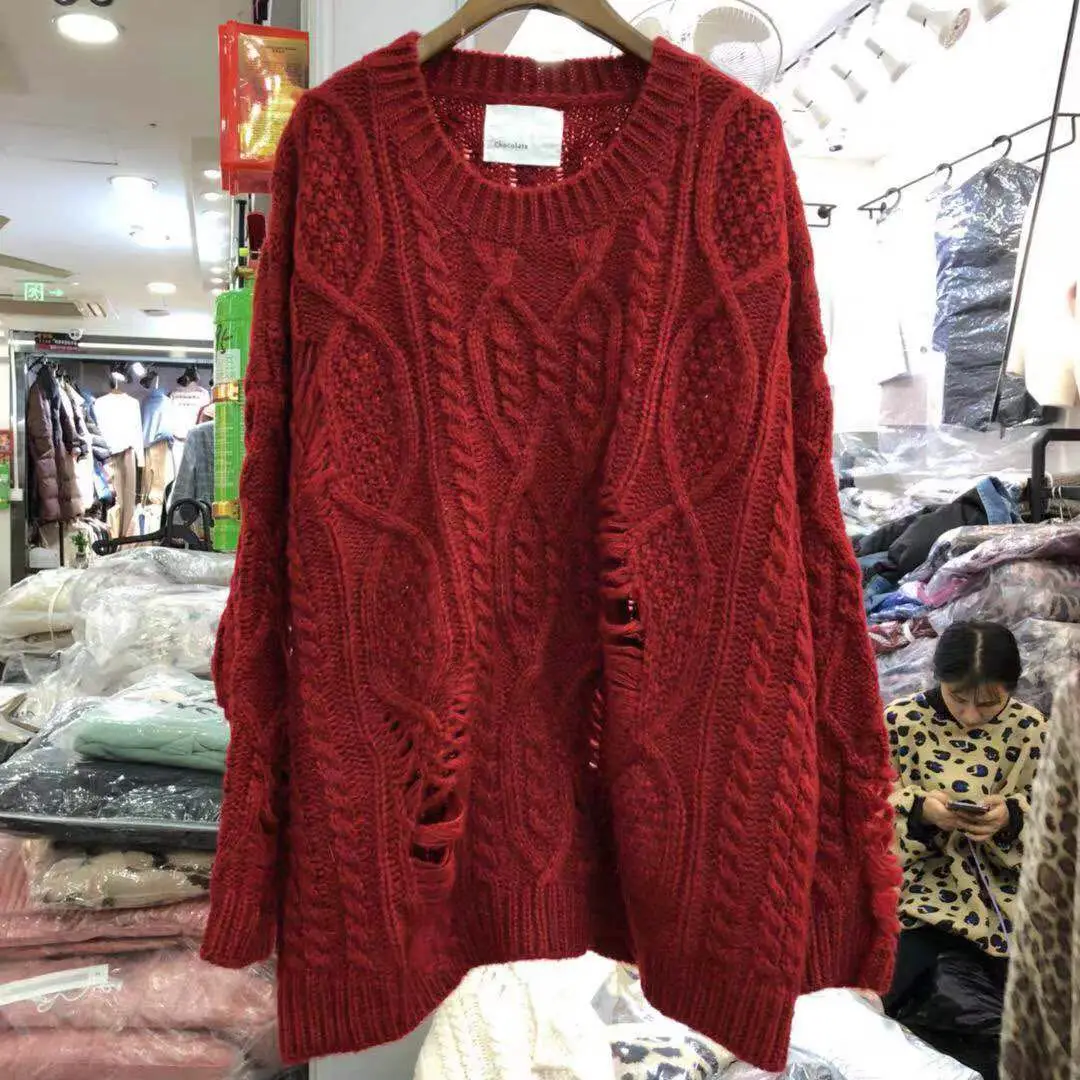 Корейский Свободный свитер сплошной цвет o-образный вырез вязаный женский Осень Зима длинный рукав размера плюс теплое пальто для колледжа
