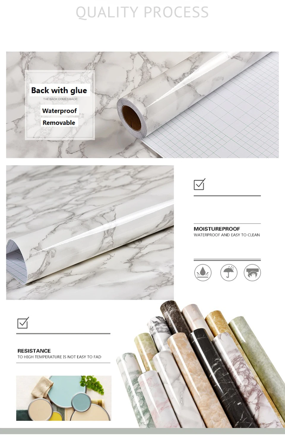 Água de Vinil Papel de Parede de Mármore Prateleira do Armário Adesivos de Parede 3 M e 5 M e 10 m Moderno à Prova d' Auto Adesivo Papel Contact Cozinha Forro da Gaveta 3 Cheap Pap. parede