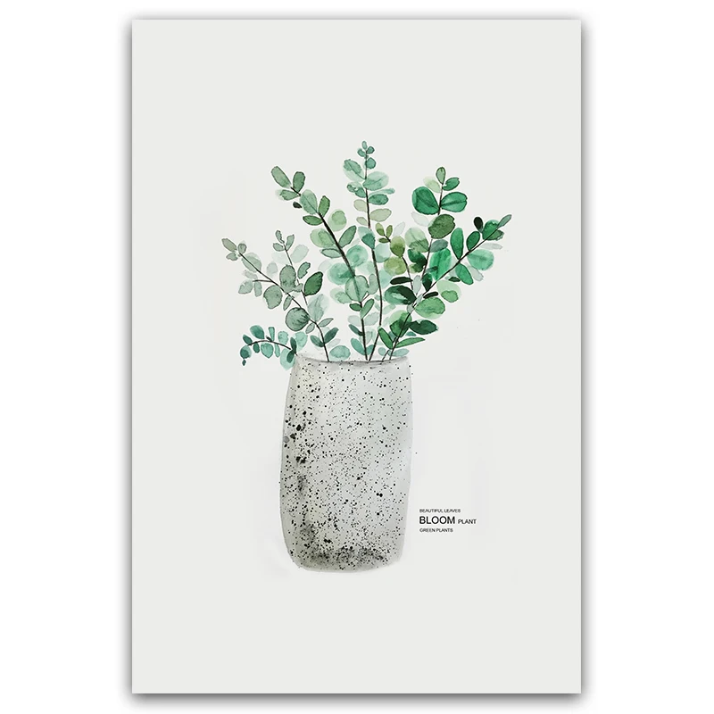 Watercolor-Vase-Green-Plant-Canv