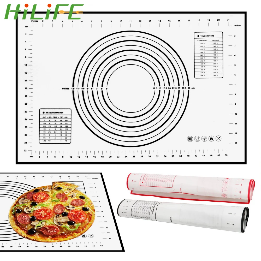 HILIFE Silicone for Rolling Dough Making Pizza Noodles Cookie Pastry Bakeware Baking Mat Cooking Tools Accessories