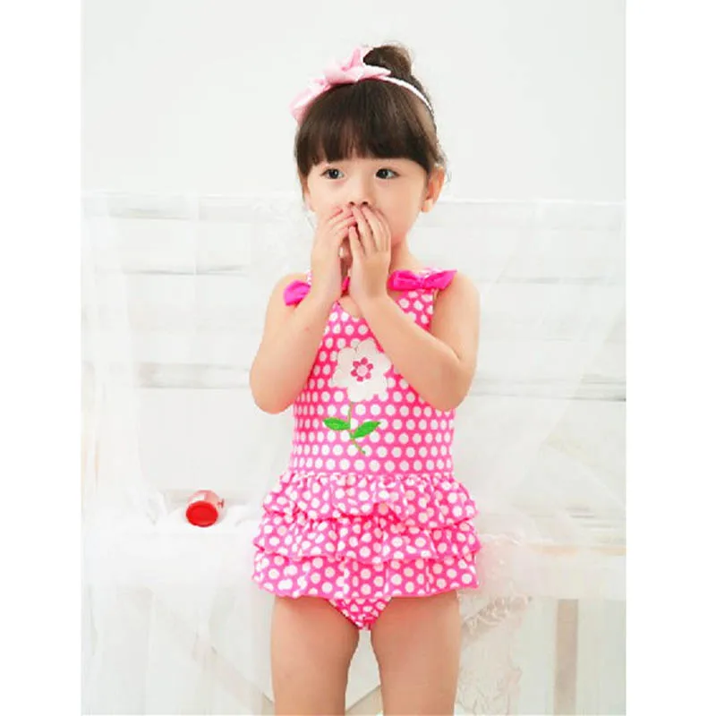 Girls bow children swimsuit girl infant embroidered skirt style cute