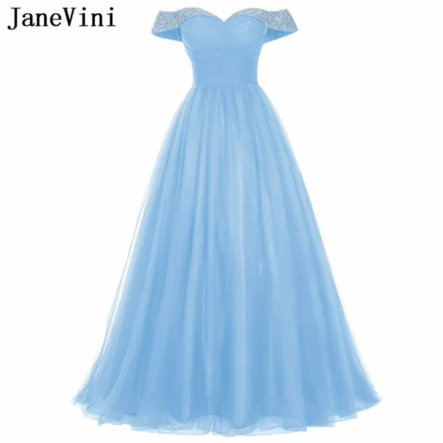 Special Offers JaneVini Graceful Sky Blue Beads Crystal Long Bridesmaid Dresses Tulle Sweetheart Backless Floor Length A Line Formal Prom Gowns Special Offers JaneVini Graceful Sky Blue Beads Crystal Long Bridesmaid Dresses Tulle Sweetheart Backless Floor Length A Line Formal Prom Gowns