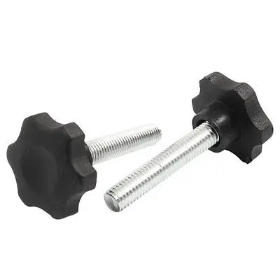 

2pcs Black Plastic 40mm Head Diameter Star Clamping Knobs M10 x 50mm