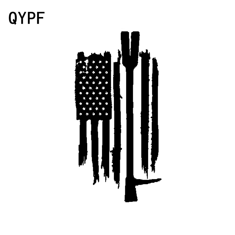 QYPF 7.7CM*15.2CM American Flag Fire Axe Fashion Vinyl Car Sticker