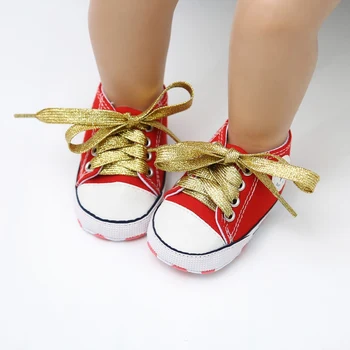 

Spring Canvas Boys Girls Shoes Newborn Baby Shoes Gold Lace Kids Shoes First Walker Fashion Toddler PreWalker