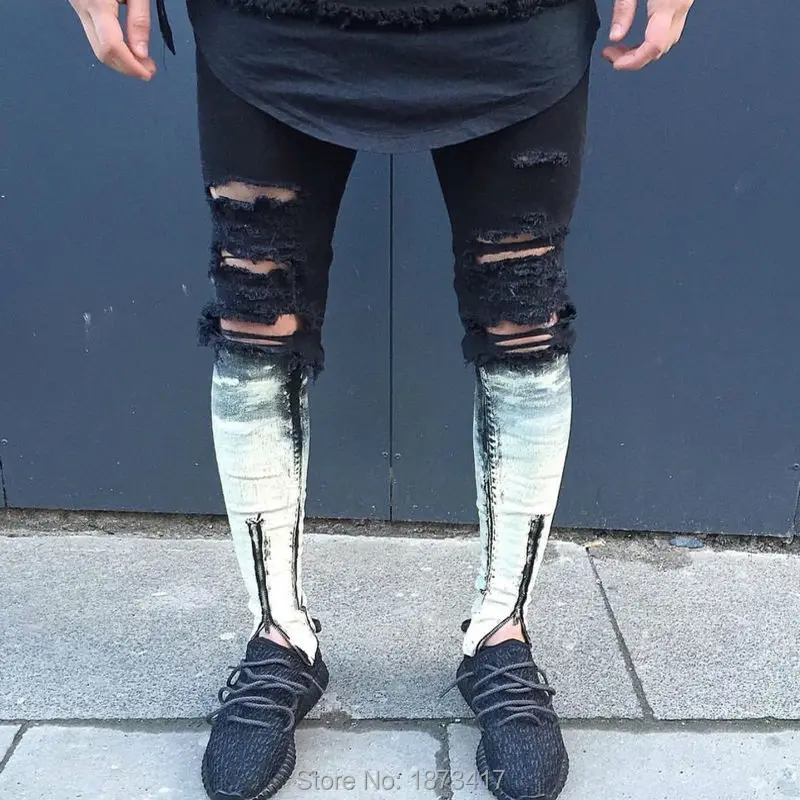 mens black skinny jeans with zippers