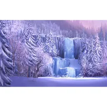 Замороженный водопад зима живописные фотографии фон ЛЕС ДЕРЕВЬЯ Ледопад принцессы девушки День рождения Photo Booth фон