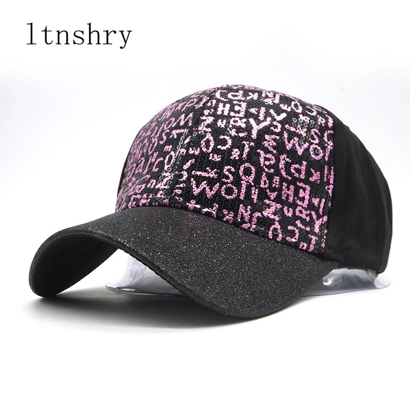 

wholesale snapback hats For Women baseball cap handmade casual bling Shiny hat colorful letter sequin cotton female hip hop cap