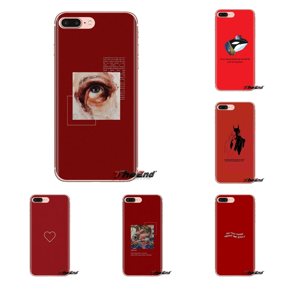 For Xiaomi Redmi 4A S2 Note 3 3S 4 4X 5 Plus 6 7 6A Pro Pocophone F1 Red doodles Quotes Transparent Soft Cases Covers |