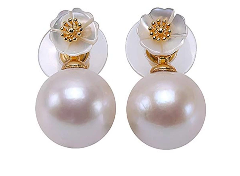 

Big Pearl Stud Earrings for women 13mm White Round Freshwater Edison Pearl Earring Edison jewelry gift Sterling Silver