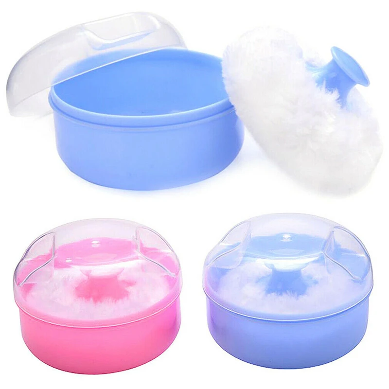 

Baby Kids Soft Face Body Cosmetic Beauty Powder Puff Sponge Box Case Container