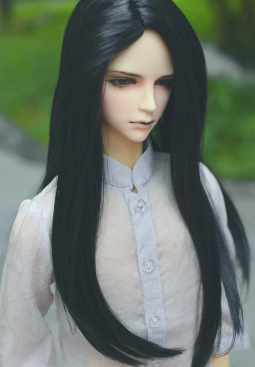 

Free Shipping 1/3 8-9" Bjd Wig Mohair Fashion Black Doll Wig Hair