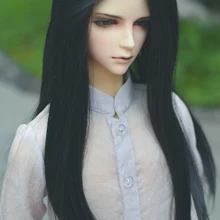 1/3 8-" Bjd парик мохер Модный черный кукольный парик волосы