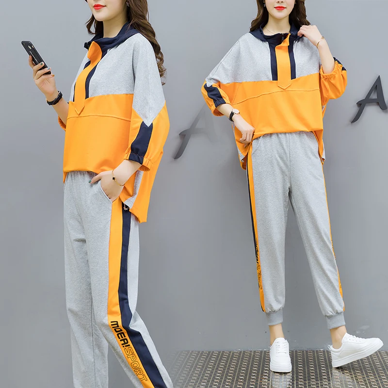 

Plus Size Summer 2 Piece Set Women Tracksuit Outfit Sportswear Co-ord Set Hoodies Top and Pants Suits 2019 Summer Clothing