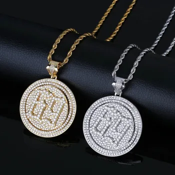 

TOPGRILLZ Spinner 69 Saw Letters Pendant Necklace Men Iced Out Cubic Zircon Chains Hip Hop/Punk Gold Silver Color Charms Jewelry