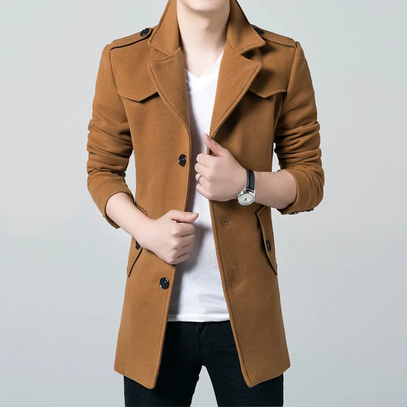 

LEFT ROM 2019 New style Fashion Male warm winter slim Fit Trench coat/men high-grade long Woolen cloth coat jackets S-XXXL