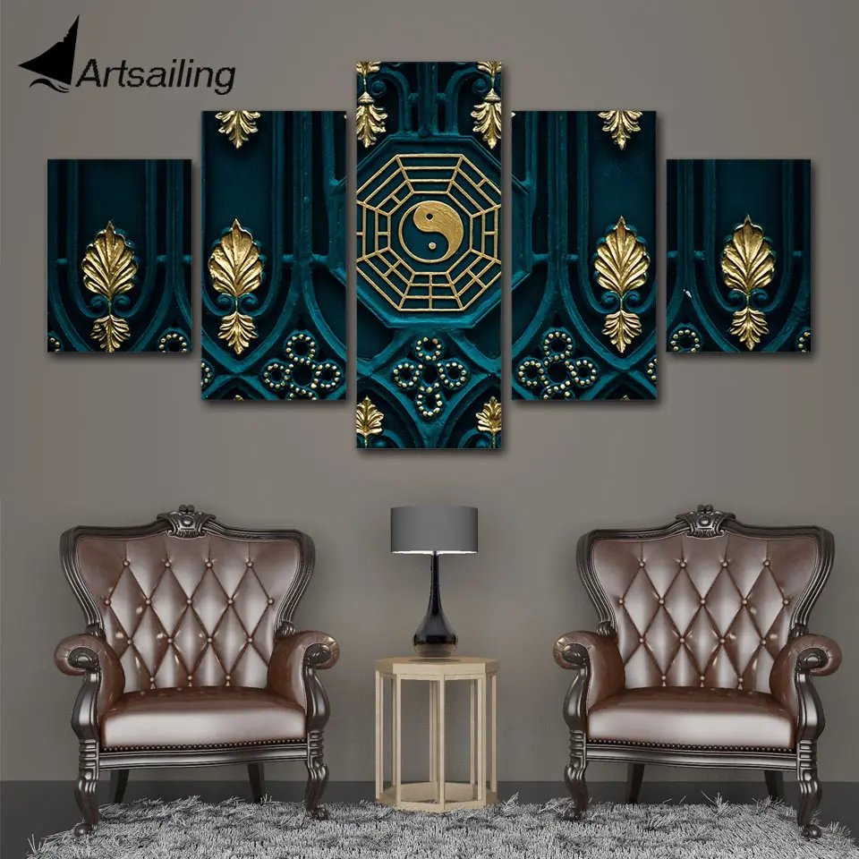 

5 pieces Tai Chi nosy Bagua tabloid map Taoism painting Wall Art Picture Gift Home Decoration Canvas Print painting