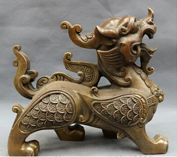 

Bronze home decoration Brass 10 " cobre Bronze Folk riqueza Coin PiXiu Unicorn escultura