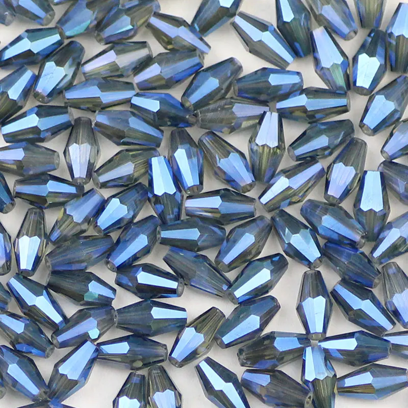 BTFBES длинные Биконусы граненые Австрийские кристаллы разделительные бусины 100 шт 4*8 мм Высокое качество стекло ручной работы для изготовления ювелирных браслетов своими руками - Цвет: Ink blue