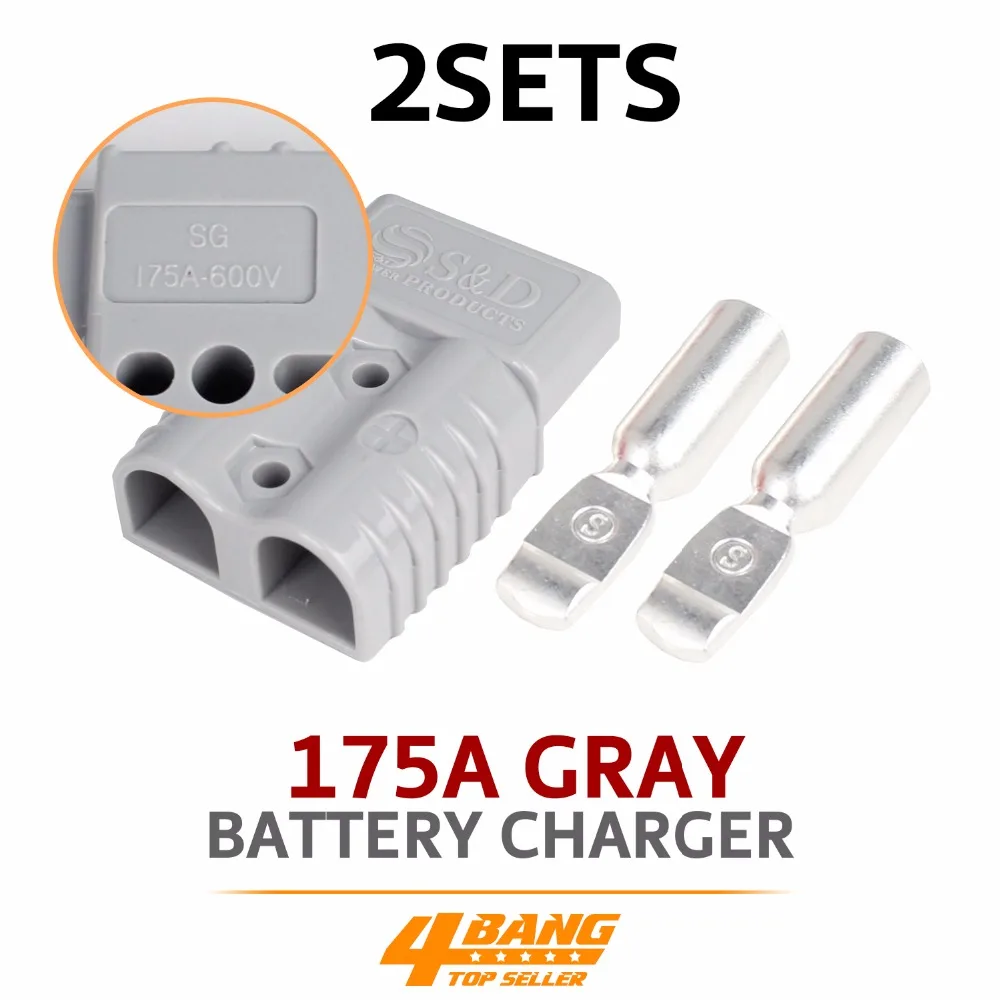 

2x Grey 175A 600V Battery Connector High Power Battery Power Plugs Terminal Set