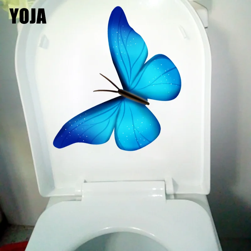 

YOJA 21.1X21.1CM Beautiful Blue Butterfly Childern Bedroom Wall Sticker House Decoration Toilet Decal T1-2048