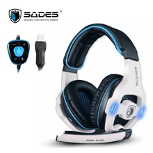 SADES SA903 7,1 объемный звук USB PC стерео игровая гарнитура с микрофоном Регулятор громкости светодиодный светильник