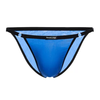 

Sexy Gay Underwear Men Briefs Shorts Semi-transparent Ice Silk Panties Man Strap Low Waist U Convex Pouch Underpants cueca