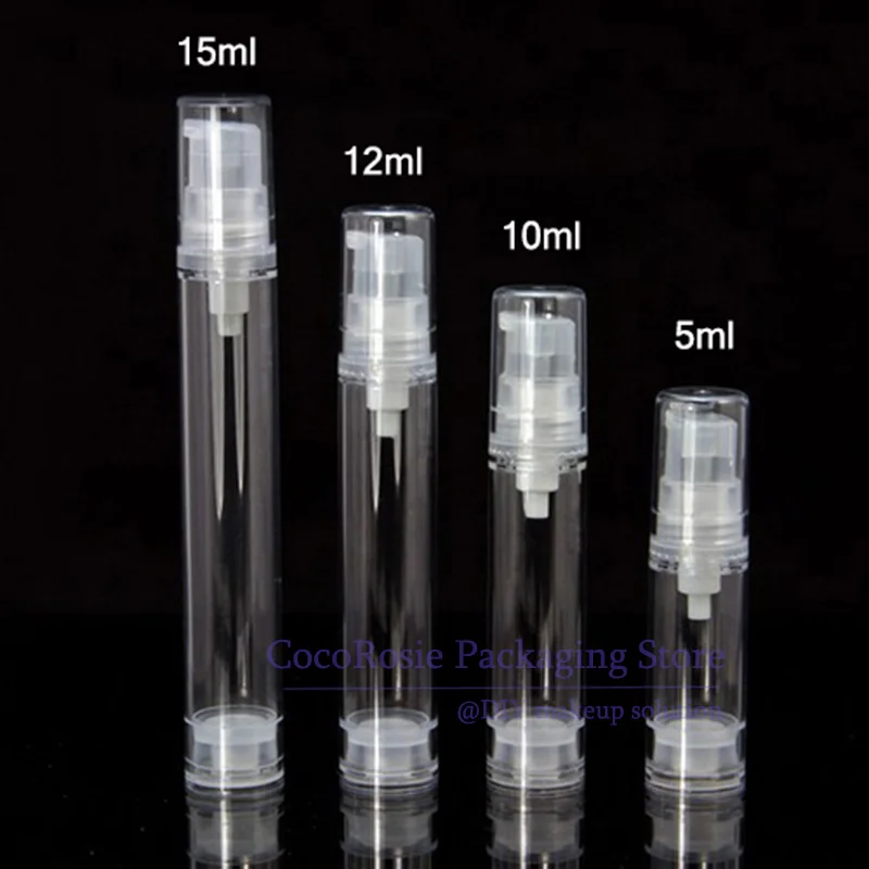 

50PCS 15ML 12ML 10ML 5ML Airless Lotion Pump Bottle Emtpy Refillable hand cream bottle With lotion pump
