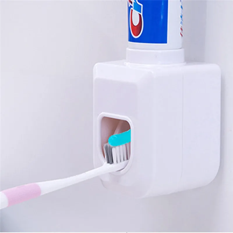 ISHOWTIENDA ABS Настенный самоклеющийся автоматический диспенсер для зубной пасты 9x6,5x6 см держатель для ванной комнаты диспенсер для зубной пасты