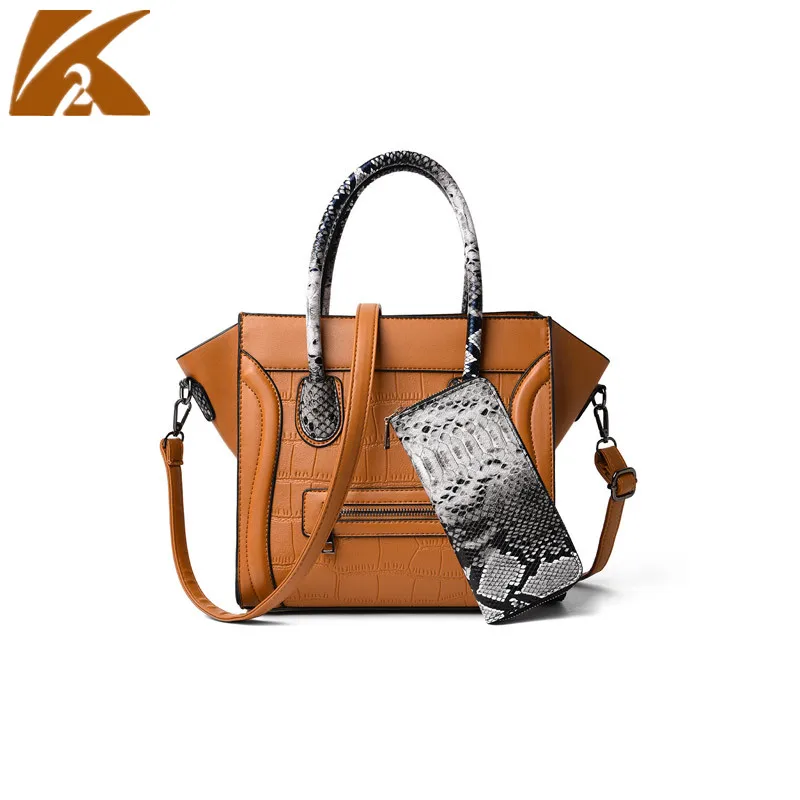 

High Quality Women Alligator Leather Handbags Female Trapeze Shoulder Bag Crossbody Bags Ladies Fashion Smile Tote Hand Bags