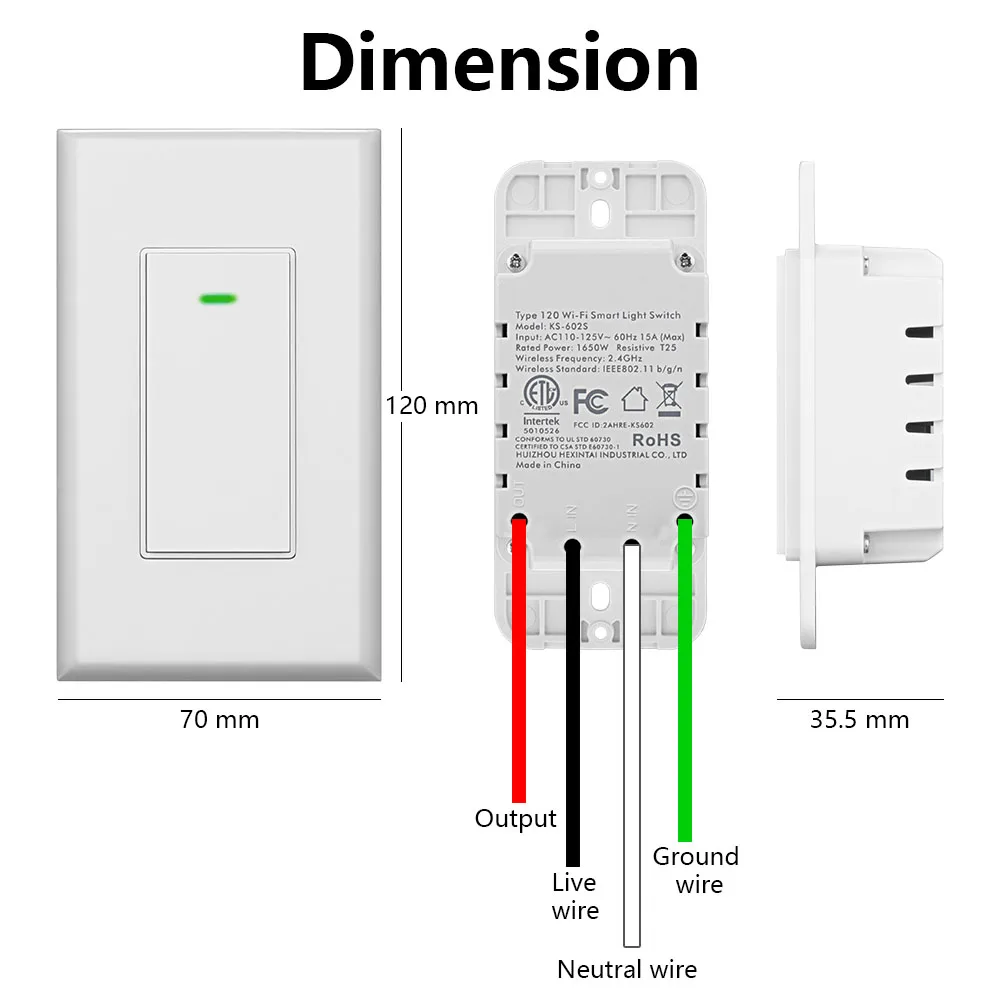 Дистанционный переключатель освещения, Физическая кнопка, США 15а работает с Alexa, Google home и iftt, легкая и безопасная установка, ETL и FCC указаны