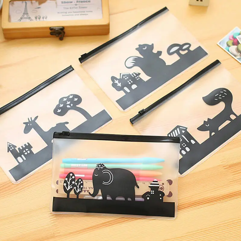 

Creative Stationery Cute Creative Animal Translucent Frosted File Bag Pull Side Debris Storage Bag Makeup Pouch Storage Supplies