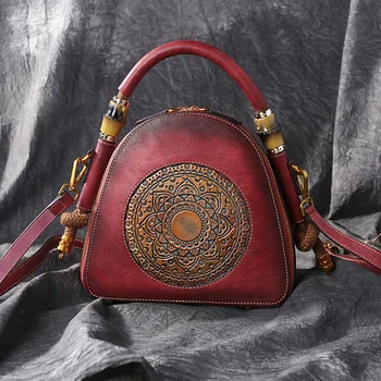 

Genuine Leather Women Bags Cross Body Women Handbag Small Embossed Totes Chinese Style Messenger Shoulder Bag Ladies Hand Bag