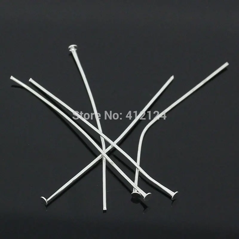 250Pcs Silver Plated Alloy Head Pins Jewelry Findings Charms 50mmx0.7mm