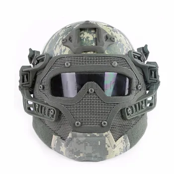 

Outdoor Hunting PJ Type FAST Tactical Helmet Integrated With Full Mask And Goggles Shooting Paintball Helmet