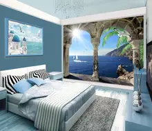 wallpaper for walls 3 d for living room Mediterranean arch sailboat coco castle vintage background wall wallpaper for walls 3 d for living room Mediterranean arch sailboat coco castle vintage background wall