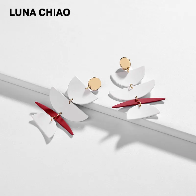 White LUNA CHIAO Популярные матовые цветные серьги с резиновым покрытием геометрические цветные серьги-подвески для женщин - Окраска металла: White