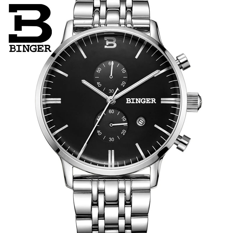 Switzerland Watch 2016 New Men Sports Chronograph Watches 30 m waterproof Quartz Wristwatches Top Luxury Brand Watch BINGER