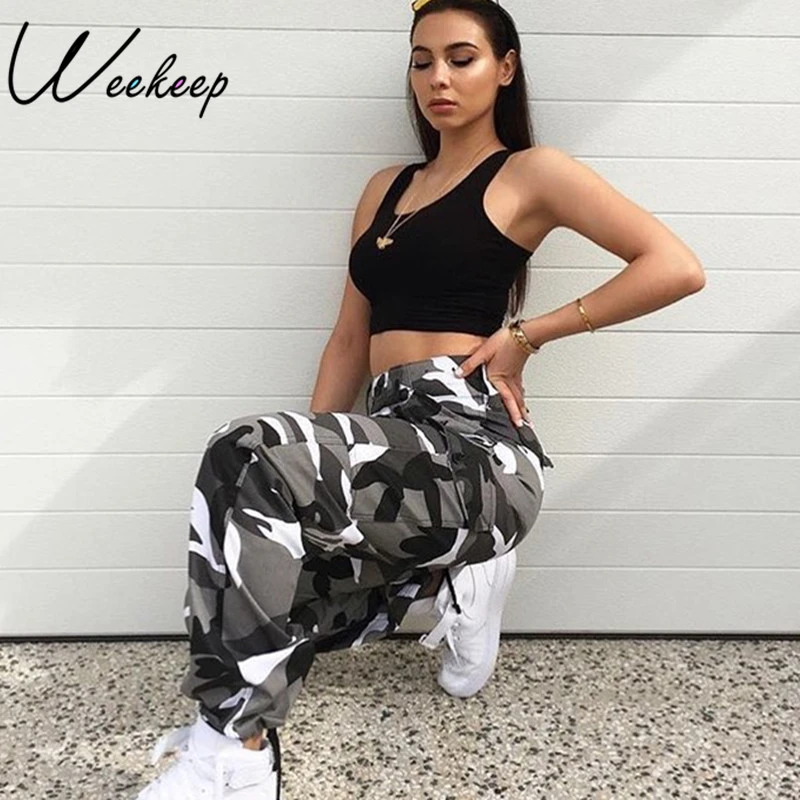 camo pants with crop top