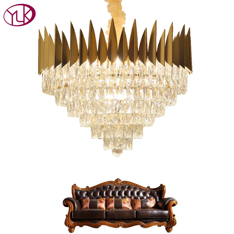 

Youlaike Luxury Crystal Chandelier Lighting Living Room Modern Crystals Lights Gold LED Lustres De Cristal Dining Room Hanglamp