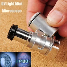 Портативный мини 60X зум светодиодное освещение для микроскопа Лупа увеличительное стекло мобильный телефон камера ультрафиолетовая лампа