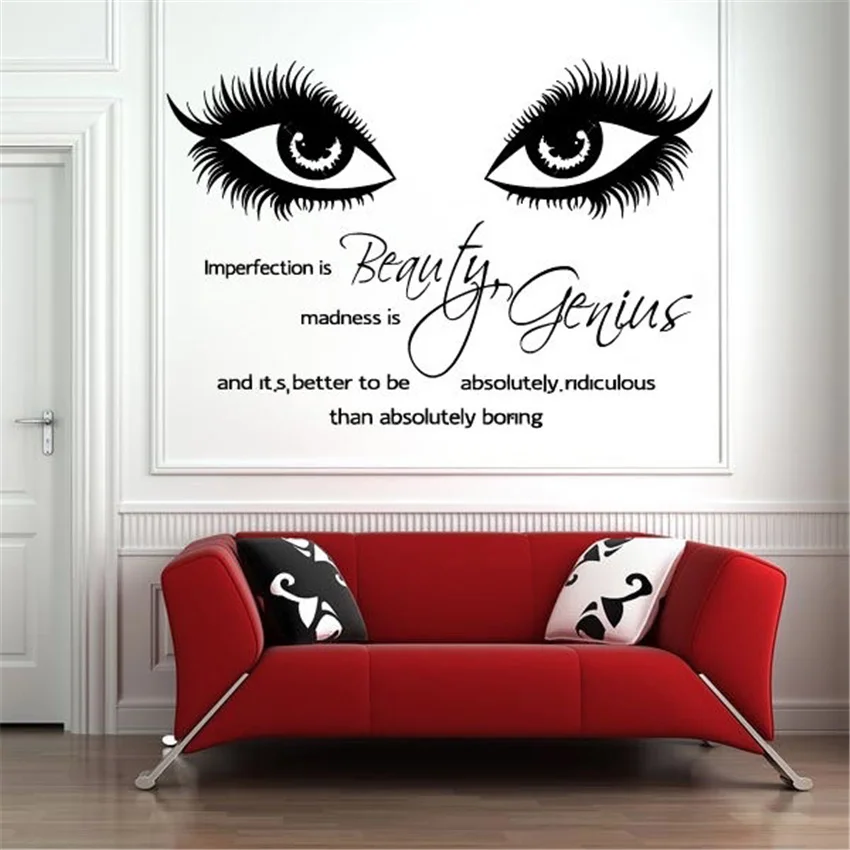 

Woman makeup wall stickers eyelashes wall decals eyelashes beauty shop decorative eyebrows murals beauty Wall Sticker J271